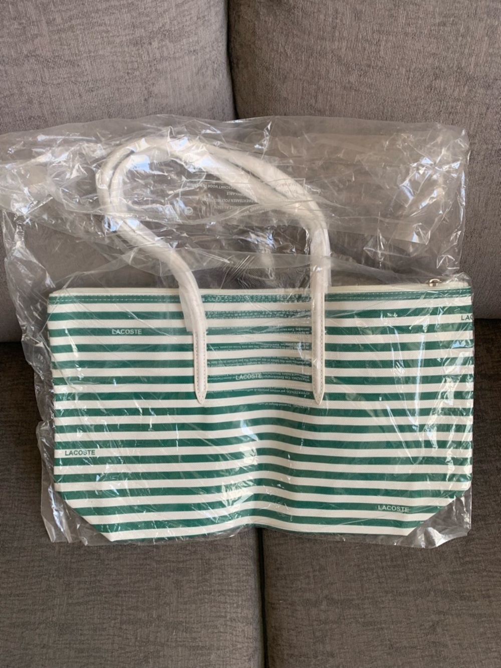 Lacoste L.12.12 Concept Tote handbag green strips NWT - Picture 9 of 9